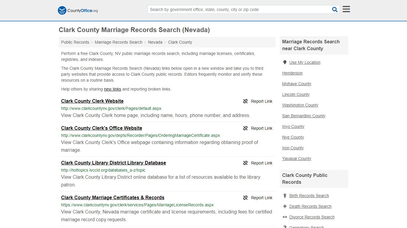 Clark County Marriage Records Search (Nevada) - County Office