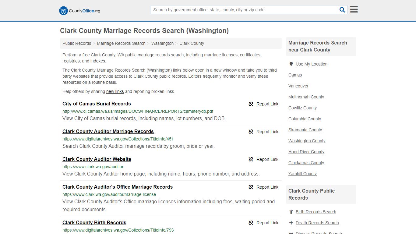 Clark County Marriage Records Search (Washington) - County Office