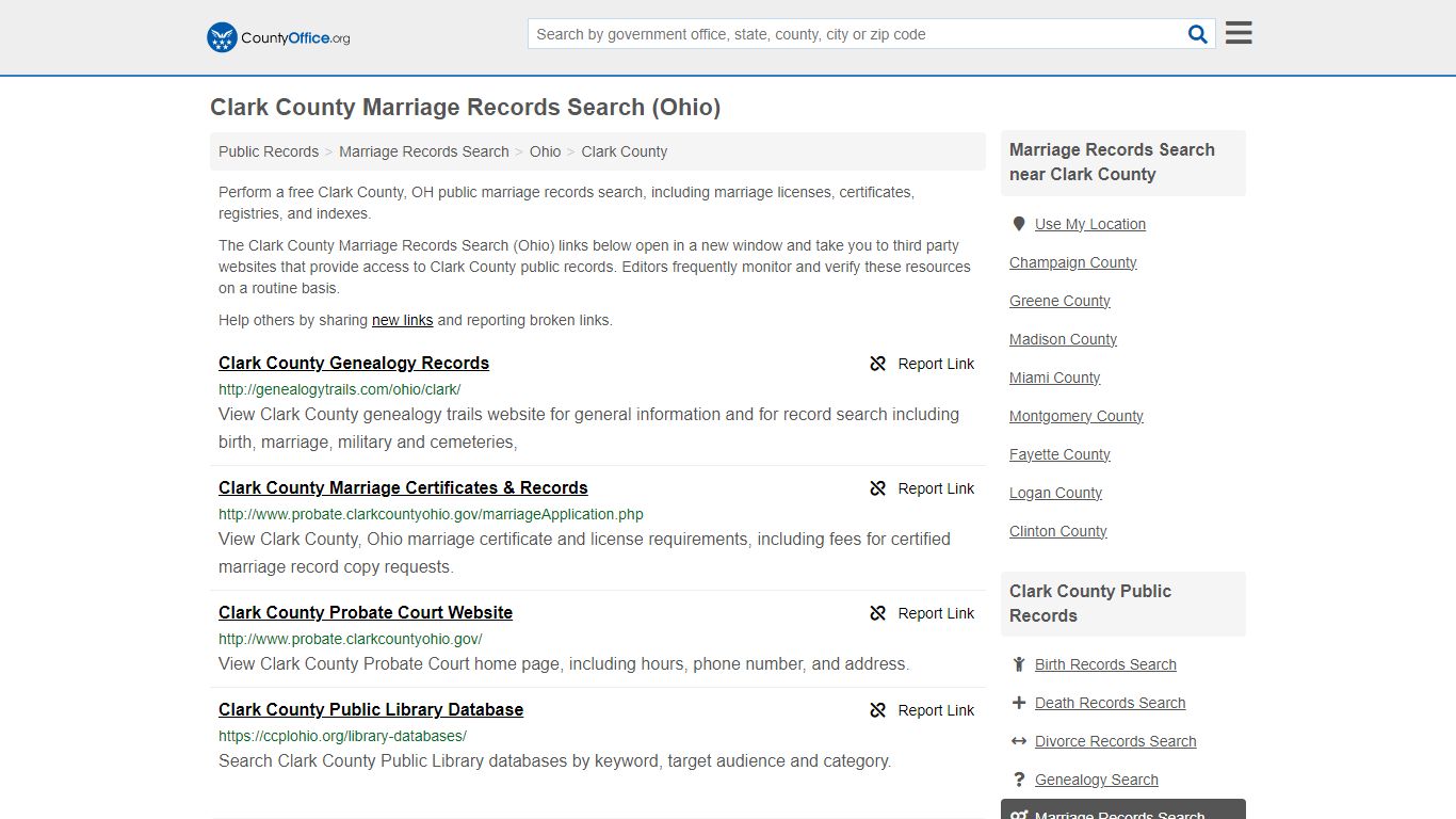 Marriage Records Search - Clark County, OH (Marriage Licenses ...